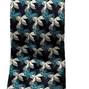 The Boxelder Vintage 1989 100% Italian silk made in USA teal navy gray bird tie